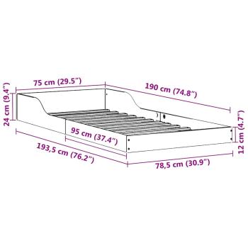 Bettgestell Braun 75 x 190 cm Massivholz Kiefer
