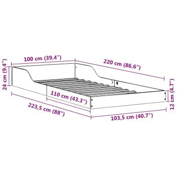 Bettgestell Wachsbraun 100 x 220 cm Massivholz Kiefer