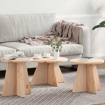 ARDEBO.de - Couchtisch 3 pcs Natürlich 49 x 49 x 30 cm Massivkiefer