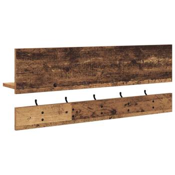 Wandmontierter Kleiderständer mit Regal Altholz 90 x 15 x 36 cm