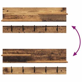 Wandmontierter Kleiderständer mit Regal Altholz 90 x 15 x 36 cm