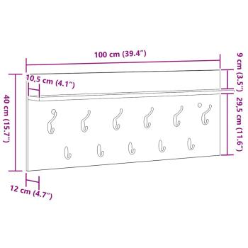 Wandmontierter Kleiderständer Grau Sonoma 100 x 40 x 12 cm