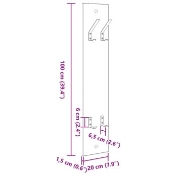 Wandmontierter Kleiderständer Weiß 20 x 1,5 x 100 cm