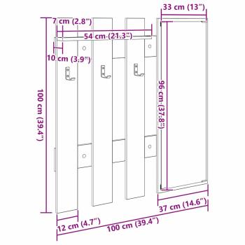 Wandmontierter Kleiderständer Weiß 100 x 10 x 100 cm