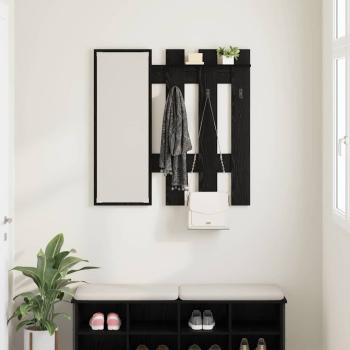 Wandmontierter Kleiderständer Schwarz Eiche 100 x 10 x 100 cm