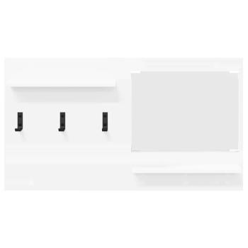 Wandmontierter Kleiderständer mit Regal mit Speicher mit Spiegel Weiß 90 x 10 x 50 cm