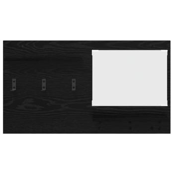 Wandmontierter Kleiderständer Schwarz Eiche 90 x 10 x 50 cm