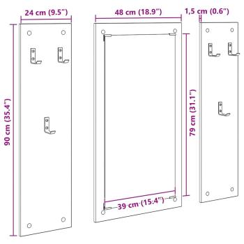 Wandmontierter Kleiderständer Sonoma Eiche 96 x 1.5 x 90 cm