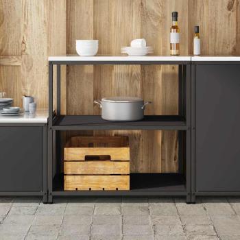 Küchenlageregal mit Regal mit Speicher Schwarz 60 x 50 x 92 cm Stahl
