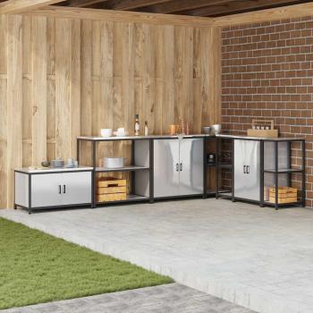 ARDEBO.de - Küchenlageregal mit Regal mit Speicher Silber 60 x 50 x 92 cm Edelstahl