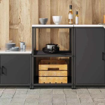 Küchenlageregal mit Regal mit Speicher Schwarz 60 x 50 x 92 cm Stahl
