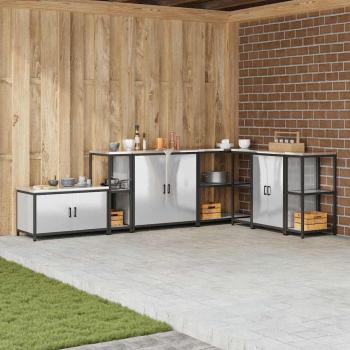 ARDEBO.de - Küchenlageregal mit Regal mit Speicher Silber 60 x 50 x 92 cm Edelstahl