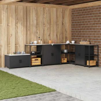 ARDEBO.de - Küchenlagerregal mit Regal mit Speicher mit Tür Schwarz 60 x 50 x 92 cm Stahl
