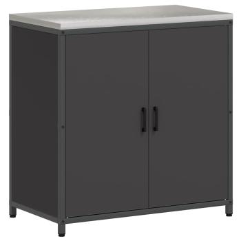Küchenlagerregal mit Regal mit Speicher mit Tür Schwarz 60 x 50 x 92 cm Stahl
