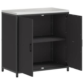 Küchenlagerregal mit Regal mit Speicher mit Tür Schwarz 60 x 50 x 92 cm Stahl
