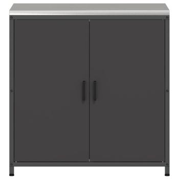 Küchenlagerregal mit Regal mit Speicher mit Tür Schwarz 60 x 50 x 92 cm Stahl