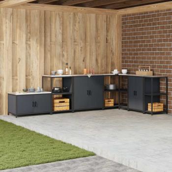 ARDEBO.de - Küchenlagerregal mit Regal mit Speicher mit Tür Anthrazit 60 x 50 x 92 cm Stahl