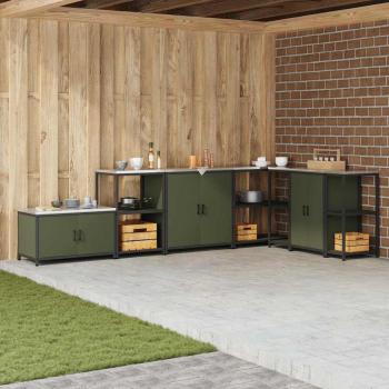 ARDEBO.de - Küchenlagerregal mit Regal mit Speicher mit Tür Olivgrün 60 x 50 x 92 cm Stahl