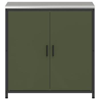 Küchenlagerregal mit Regal mit Speicher mit Tür Olivgrün 60 x 50 x 92 cm Stahl