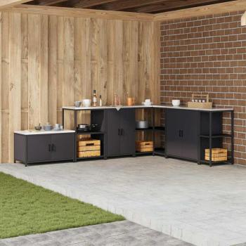 ARDEBO.de - Küchenlagerregal mit Regal mit Speicher mit Tür Schwarz 60 x 50 x 92 cm Stahl