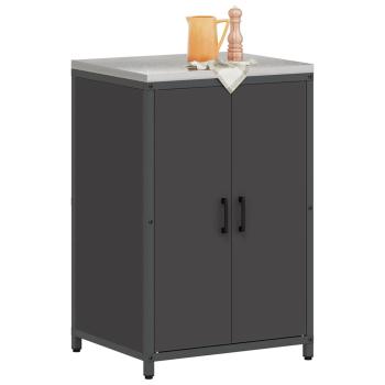 Küchenlagerregal mit Regal mit Speicher mit Tür Schwarz 60 x 50 x 92 cm Stahl