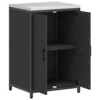 Küchenlagerregal mit Regal mit Speicher mit Tür Schwarz 60 x 50 x 92 cm Stahl