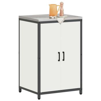 Küchenlagerregal mit Regal mit Speicher mit Tür Weiß 60 x 50 x 92 cm Stahl