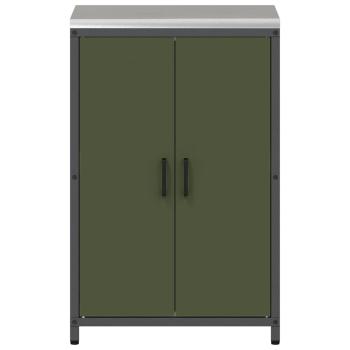 Küchenlagerregal mit Regal mit Speicher mit Tür mit Schloss Olivgrün 60 x 50 x 92 cm Stahl