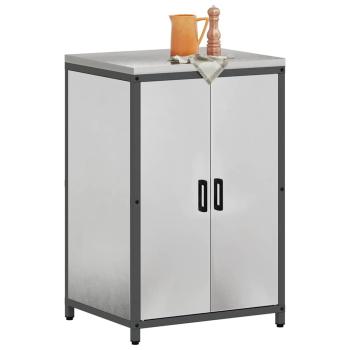 Küchenlagerregal mit Regal mit Speicher mit Tür Silber 60 x 50 x 92 cm Edelstahl