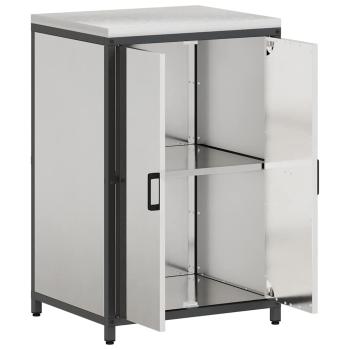 Küchenlagerregal mit Regal mit Speicher mit Tür Silber 60 x 50 x 92 cm Edelstahl