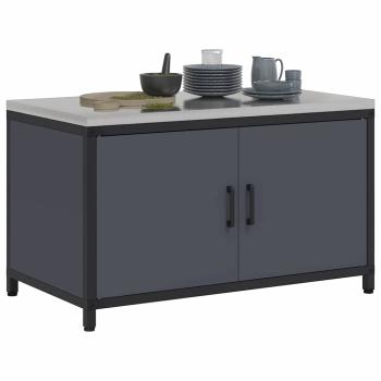Küchenlagerregal mit Regal mit Speicher mit Tür Anthrazit 60 x 50 x 92 cm Stahl