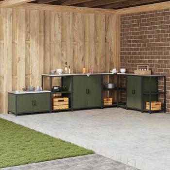 ARDEBO.de - Küchenlagerregal mit Regal mit Speicher mit Tür Olivgrün 60 x 50 x 92 cm Stahl