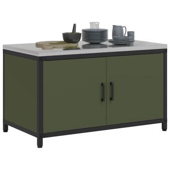 Küchenlagerregal mit Regal mit Speicher mit Tür Olivgrün 60 x 50 x 92 cm Stahl