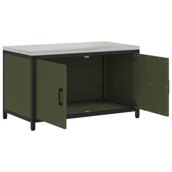 Küchenlagerregal mit Regal mit Speicher mit Tür Olivgrün 60 x 50 x 92 cm Stahl