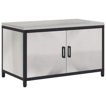 Küchenlagerregal mit Regal mit Speicher mit Tür Silber 60 x 50 x 92 cm Edelstahl