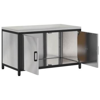 Küchenlagerregal mit Regal mit Speicher mit Tür Silber 60 x 50 x 92 cm Edelstahl