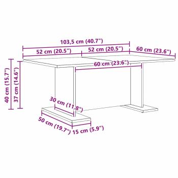 Couchtisch Schwarze Eiche 103.5 x 60 x 40 cm Holzwerkstoff