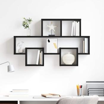Wandregal mit Regal Schwarz Eiche 82 x 15 x 51 cm Holzwerkstoff