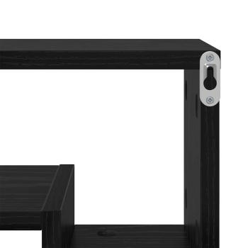 Wandregal mit Regal Schwarz Eiche 82 x 15 x 51 cm Holzwerkstoff