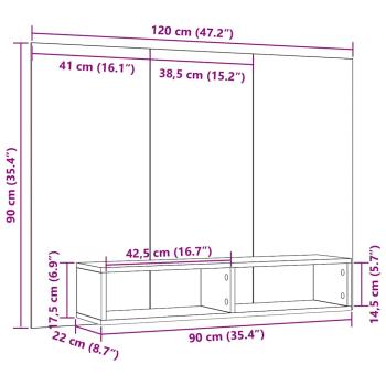 Wand TV Schrank Altes Holz 120 x 23.5 x 90 cm Holzwerkstoff