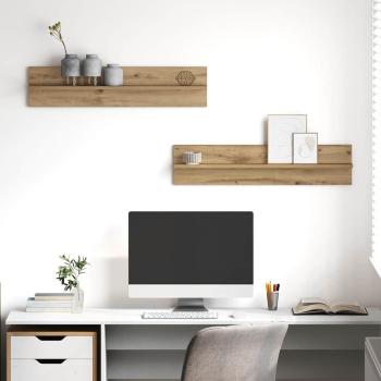 ARDEBO.de - Wandregale mit Regal 2 pcs Handwerklich gefertigter Eichenholz