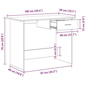Schreibtisch Schwarze Eiche 100 x 50 x 76 cm Holzwerkstoff