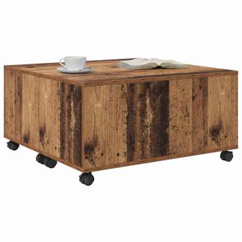 Couchtisch mit Rad Altes Holz 75 x 75 x 38 cm Holzwerkstoff