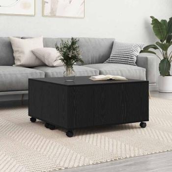 ARDEBO.de - Couchtisch mit Rad Schwarze Eiche 75 x 75 x 38 cm Holzwerkstoff