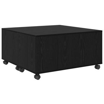 Couchtisch mit Rad Schwarze Eiche 75 x 75 x 38 cm Holzwerkstoff