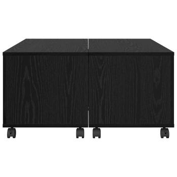 Couchtisch mit Rad Schwarze Eiche 75 x 75 x 38 cm Holzwerkstoff