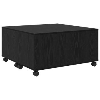 Couchtisch mit Rad Schwarze Eiche 75 x 75 x 38 cm Holzwerkstoff
