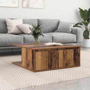 ARDEBO.de - Couchtisch mit Schubladen mit Speicher Altholz 80 x 80 x 31 cm Holzwerkstoff