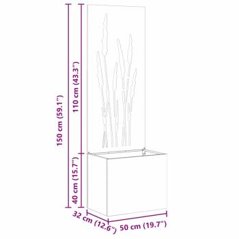 Blumentopf mit dekorativem Paneel Silber 50 x 140 cm
