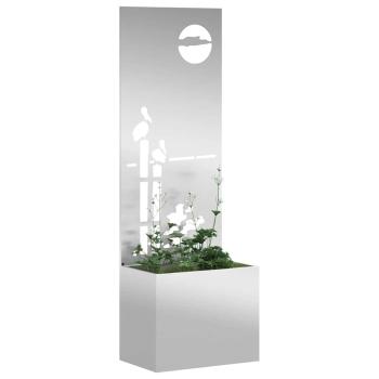 ARDEBO.de - Blumentopf mit dekorativem Paneel Silber 50 x 140 cm